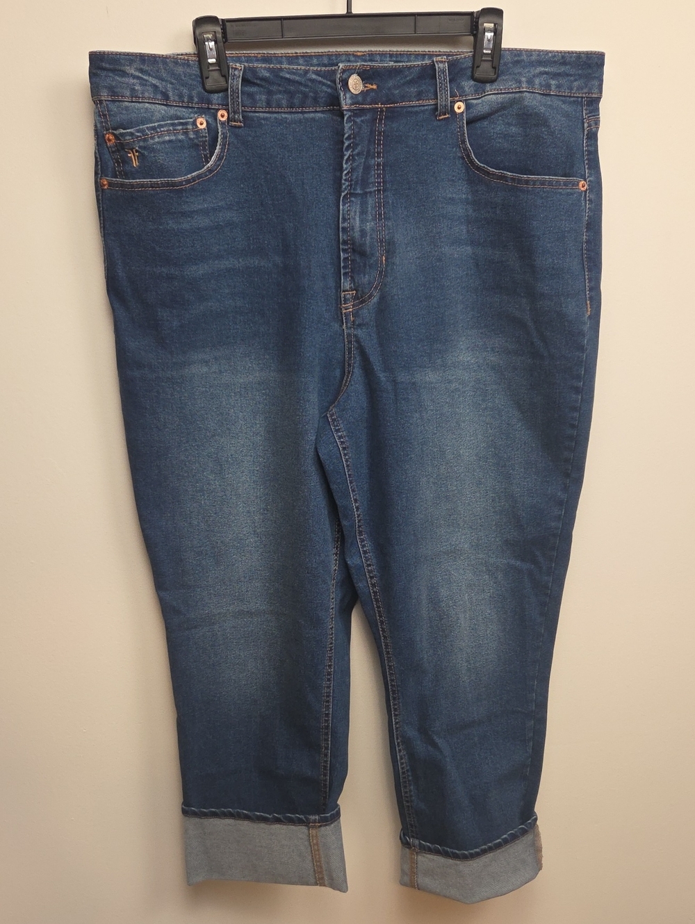 FRYE Women's Plus Crop Denim Medium Wash Jeans Capri Pants Casual Comfy - 16/34